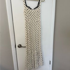 Reformation Cream and Black Polka Dot Maxi Dress